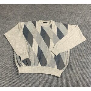 Raffi Sweater Mens Large Gray Wool Blend Lightweight Abstract Art‎ Diamond Italy